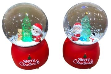 Işıklı Mery Christmas Noel Baba Müzikli Cam Kar Küresi