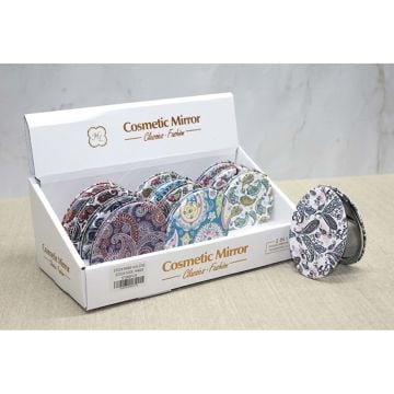 Renkli Taşlı Motifli Tasarımlı Oval Bayan İnce Makyaj Aynası