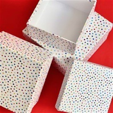 Rengarenk Nokta Tasarımlı Kare Hediye Kutusu 3'lü Set