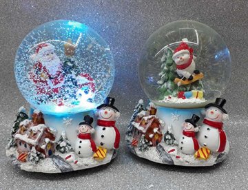 Yılbaşı Işıklı Müzikli Cam Kar Küresi (Noel Baba & Kardan Adam)