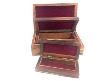 Ahşap Oymalı Mini Sandık (3 Adet)