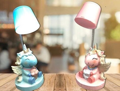 Polyester Sevimli Unicorn Işıklı Biblo Masa Lambası