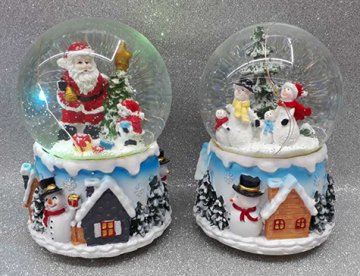 Noel Baba & Kardan Adam Yılbaşı Led Işıklı Müzikli Cam Kar Küresi