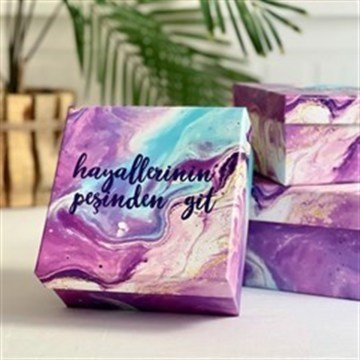 Hayallerinin Peşinden Git Tasarımlı Kare Hediye Kutusu 3'lü Set