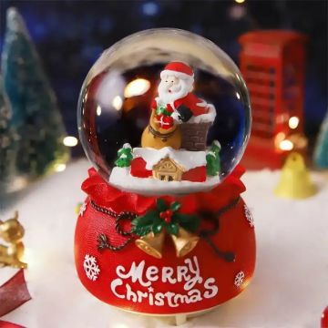 Işıklı Yılbaşı Noel Baba Mery Christmas Müzikli Cam Kar Küresi
