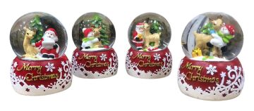 Yılbaşı Noel Baba Ve Geyik Dekoratif Cam Kar Küresi (10cm x 6.5cm)