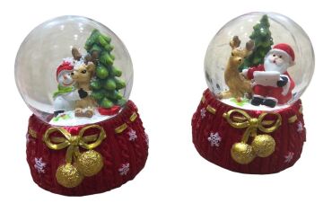 Yılbaşı Noel Baba & Kardan Adam & Geyik Dekoratif Cam Kar Küresi (10cm x 6.5cm)