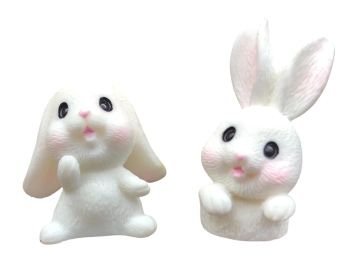 Minyatür Polyester Beyaz Tavşan Teraryum Biblosu  (3 cm)