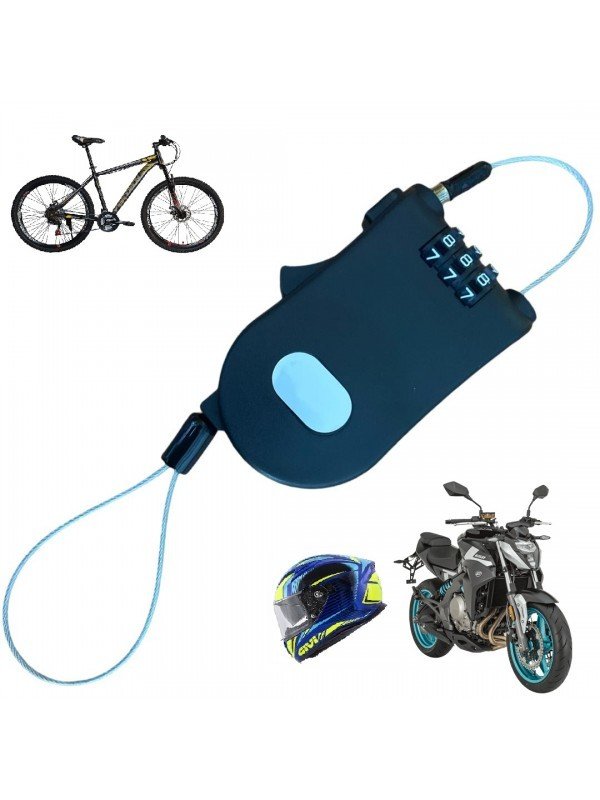 Çelik Halatlı Şifreli Motosiklet Kask ve Bisiklet Kilidi