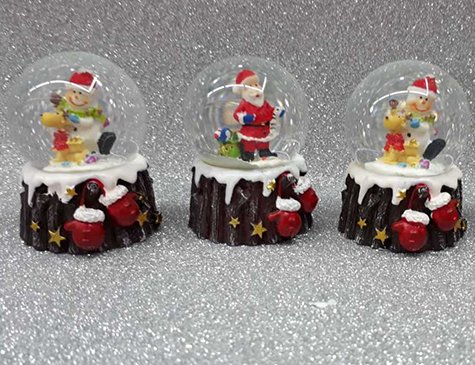 Mini Noel Baba Kardan Adam Dekoratif Cam Kar Küresi
