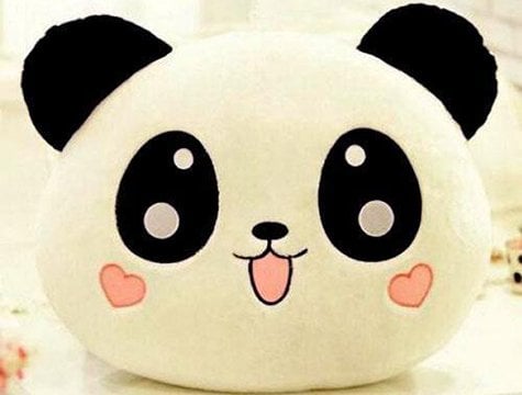 Peluş Panda Tasarımlı Kalp Yanaklı Yastık