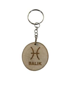 Ahşap Balık Burcu Tasarımlı Anahtarlık