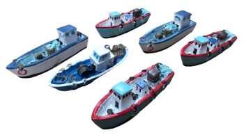 Dekoratif Marin Polyester Mini Balıkçı Teknesi (12 Adet)