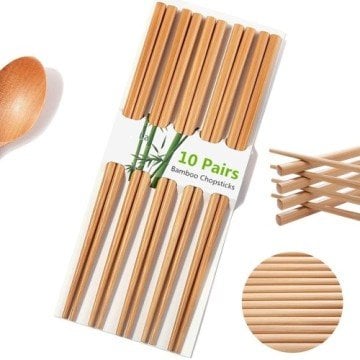 Organik Bambu Çin Usulü Yemek Çubukları Chopsticks (10 Çift)