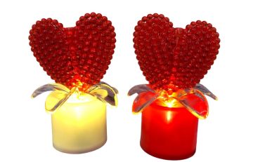 Dekoratif Mini Pilli Işıklı Kırmızı Kalp Lamba (12 Adet)