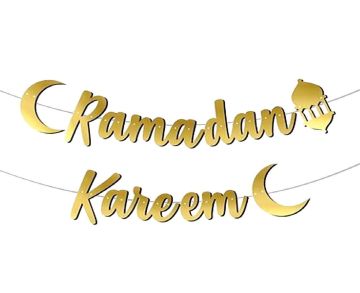 Ramadan Kareem Gold Banner Uzar Yazı