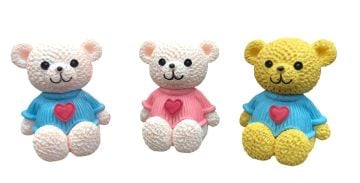 Minyatür Polyester Kalpli Ayıcık Teraryum Biblosu  (4 cm)