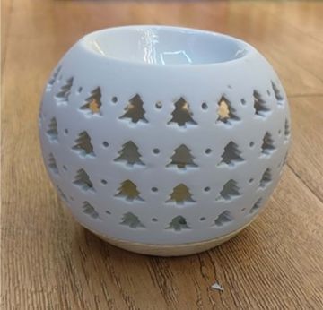 Seramik Oval Çam Ağacı Yeni Yıl Desenli Buhurdanlık