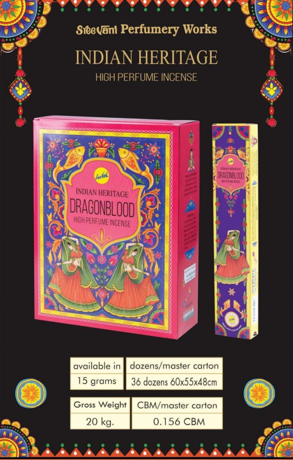 Sree Vani Dragon Blood Masala Naturel Çubuk Tütsü (12 x 15 Gr)