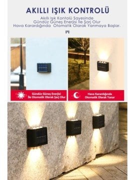 Solar Güneş Enerjili Dış Mekan Aplik Aydınlatma 6Led (2 Adet)