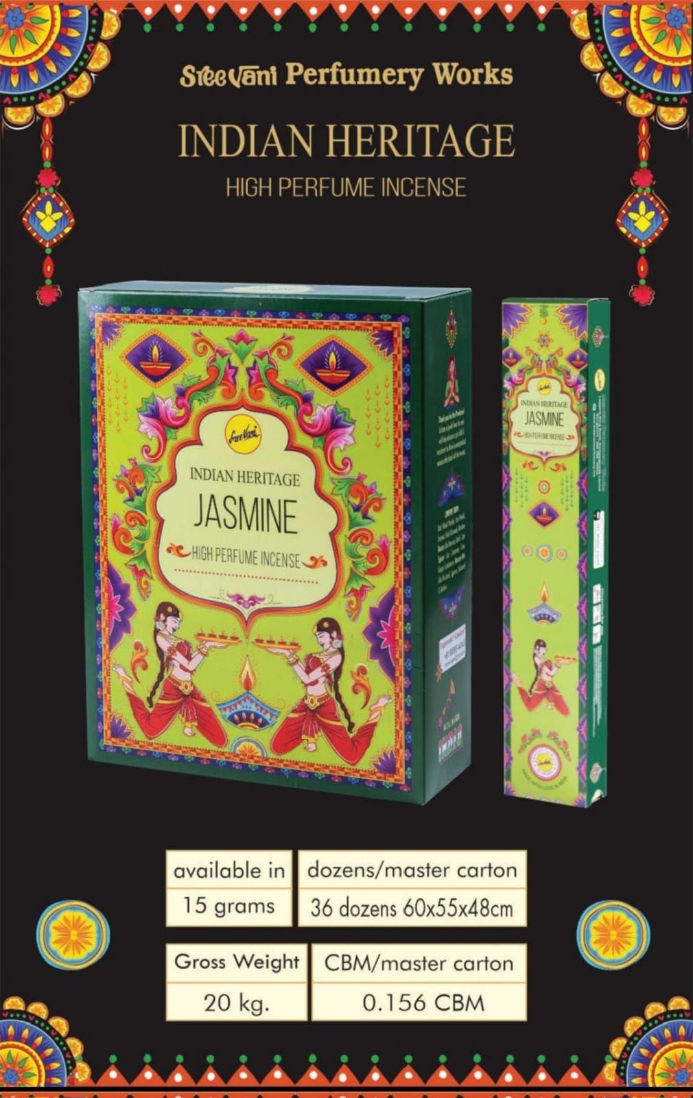 Sree Vani Jasmine (Yasemin) Naturel Çubuk Tütsü (12 x 15 Gr)