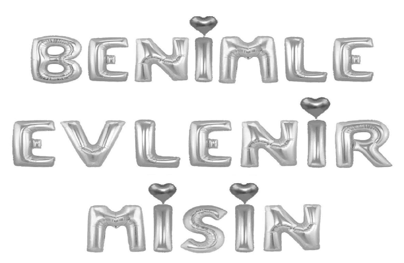 Benimle Evlenir Misin Folyo Gümüş Balon (35 cm)