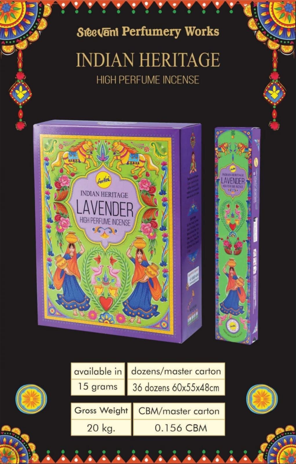 Sree Vani Lavander (Lavanta) Naturel Çubuk Tütsü (12 x 15 Gr)
