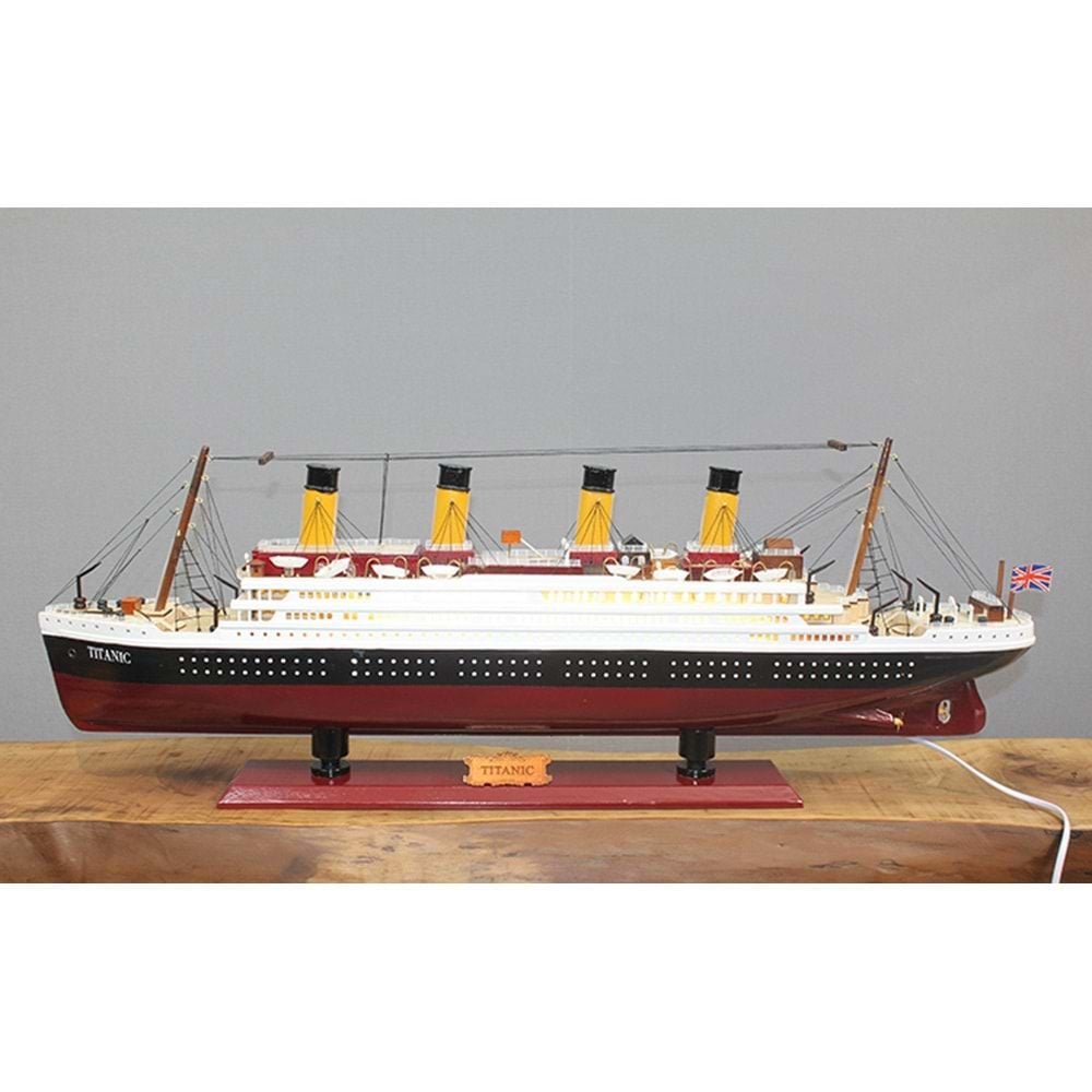 Işıklı Ledli Ahşap Titanik Gemisi (80 cm x 30 cm)