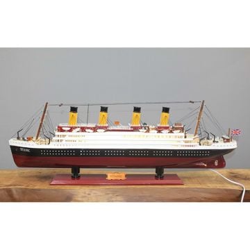 Işıklı Ledli Ahşap Titanik Gemisi (80 cm x 30 cm)