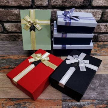 3'lü Kurdeleli Dikdörtgen Hediye Kutusu