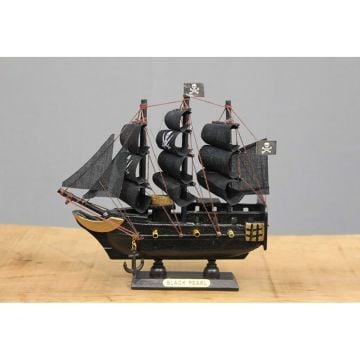 Dekoratif Ahşap Yelkenli Korsan Gemisi Maketi (15 cm x 15 cm)