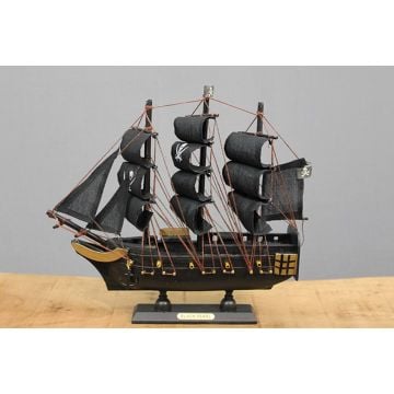 Dekoratif Ahşap Yelkenli Korsan Gemisi Maketi (24 cm x 22 cm)
