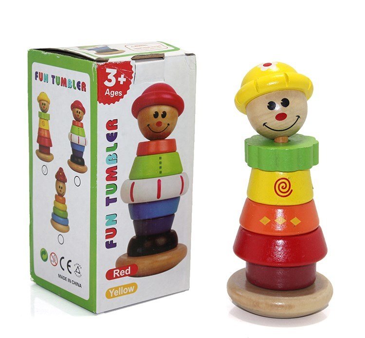 Ahşap Renkli Bardaklar Fun Tumbler Eğitici Oyun