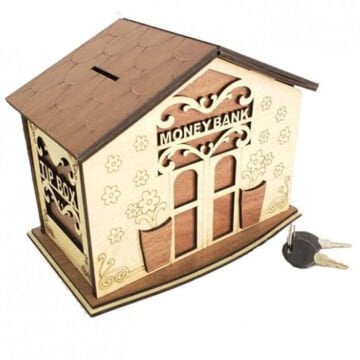 Money Bank Ahşap Tip Box Bahşiş Kutusu Kumbara
