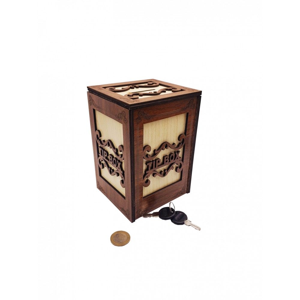 Ahşap Tip Box Bahşiş Kutusu Kumbara