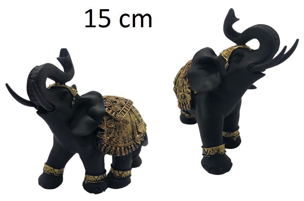 Dekoratif Polyester Siyah Fil Biblosu (15 cm)
