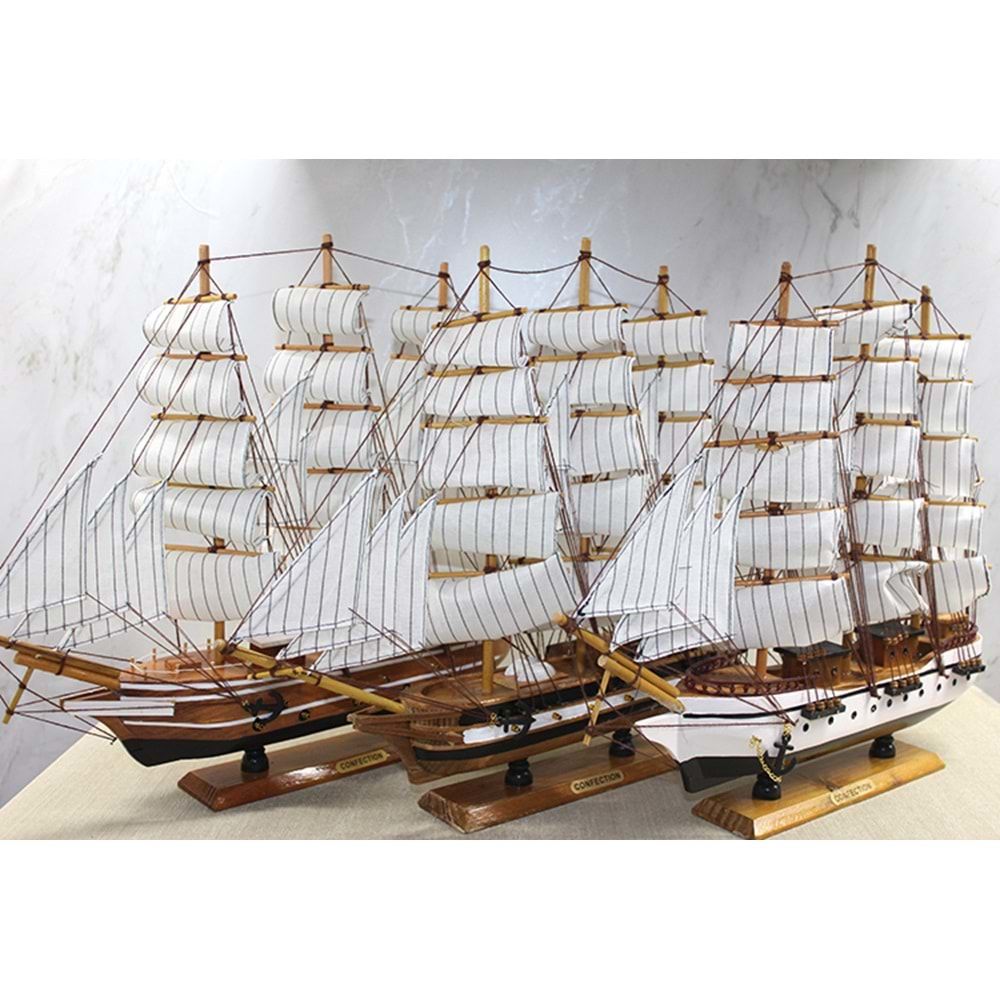 Ahşap Yelkenli Gemi Maketi (50 cm x 45 cm)
