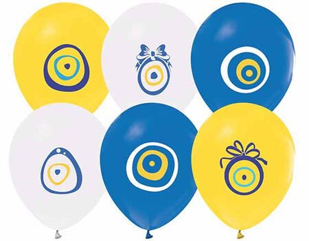 Karışık Nazar Boncuk Tasarımlı Balon (100 Adet)