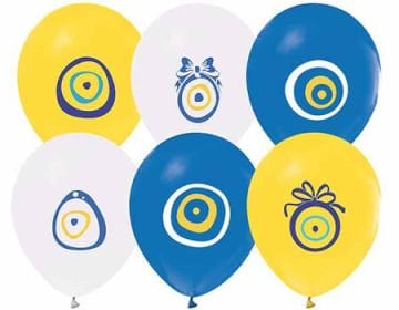 Karışık Nazar Boncuk Tasarımlı Balon (100 Adet)