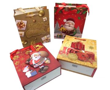 Mini Yılbaşı Temalı Karton Hediye Çantası (23 cm x 18 cm)