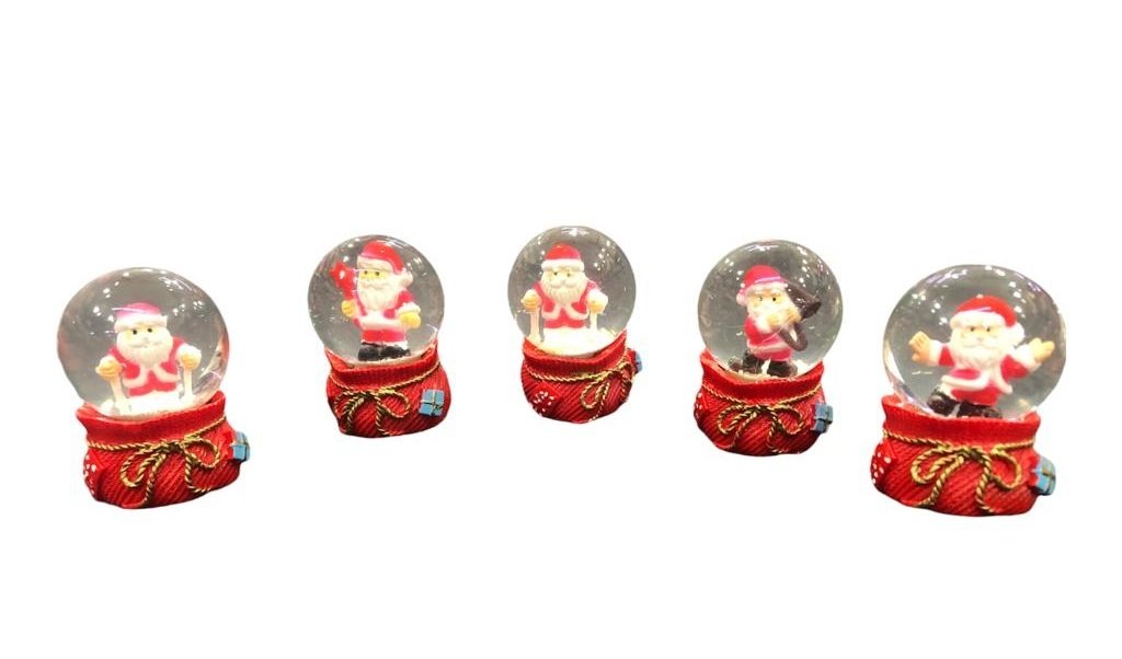 Mini Noel Baba Hediye Çuvalı Cam Kar Küresi