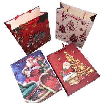 Yılbaşı Mery Christmas Temalı Karton Hediye Çantası (40cm x 30cm)