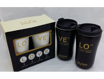 Love Kapaklı Seramik Kupa Bardak (2 Adet)