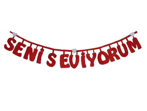 Seni Seviyorum Yazılı Uzun Keçe Süs (70 cm)
