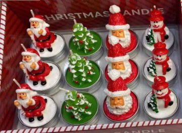 Tealight Yılbaşı Mumu Noel Baba Kardan Adam Ağaç (12 Adet)