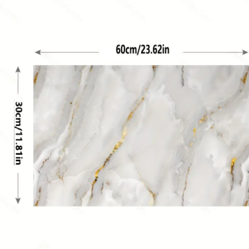 Vinil Beyaz Mermer Desen Alüminyum Plastik Duvar Sticker (60cm x 30cm)