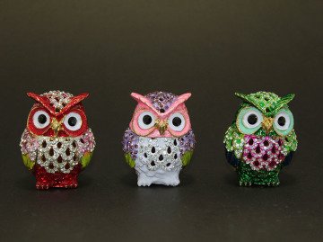 Dekoratif Swarovski Taşlı Baykuş Biblo