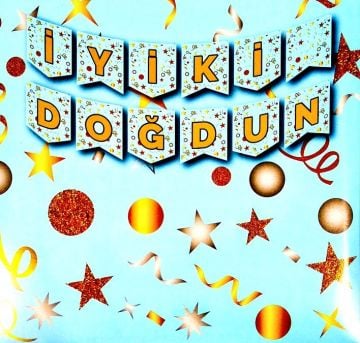 Mavi Yıldızlı İyi Ki Doğdun Banner Uzar Yazı