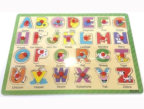 Ahşap Tutmalı İngilizce Harf Puzzle ( 26 Parça)