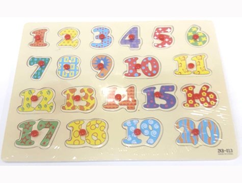 Ahşap Tutmalı Renkli Rakamlar Puzzle (0-20)